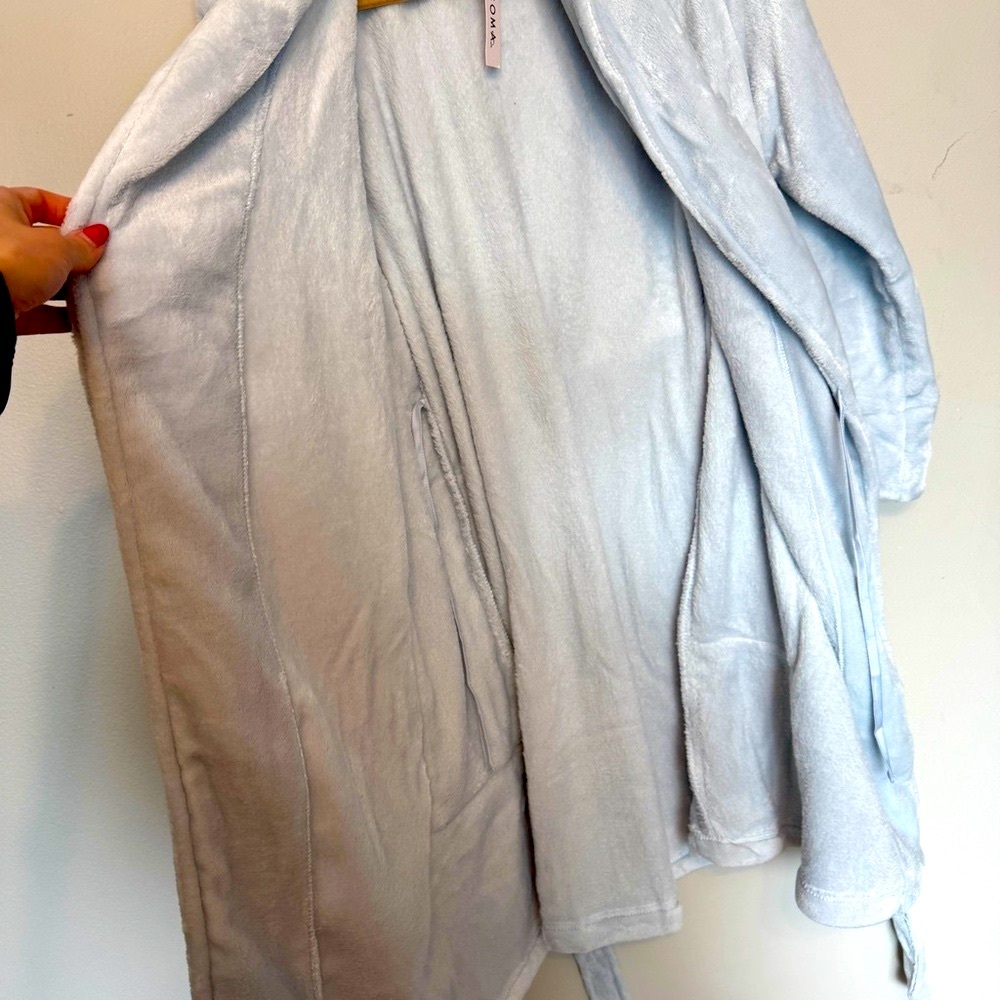 SOMA Plush Fleece Short Robe in Blue Mist - Picture 6 of 8